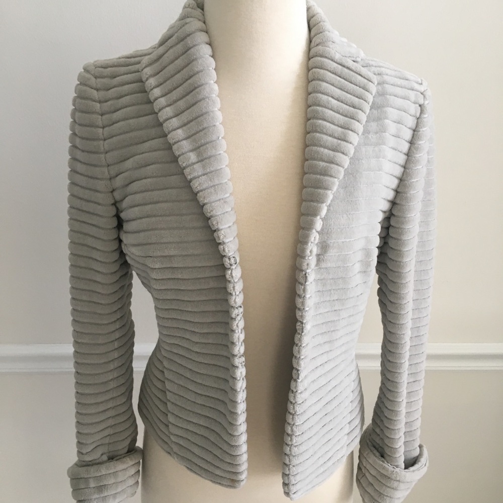 Akris Punto Light Gray Ribbed Knit Jacket